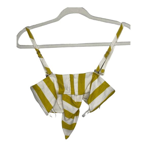 LPA Striped Bikini Top Bathing Suit Swimsuit Bow Tie Back Green White Size S - Picture 1 of 6